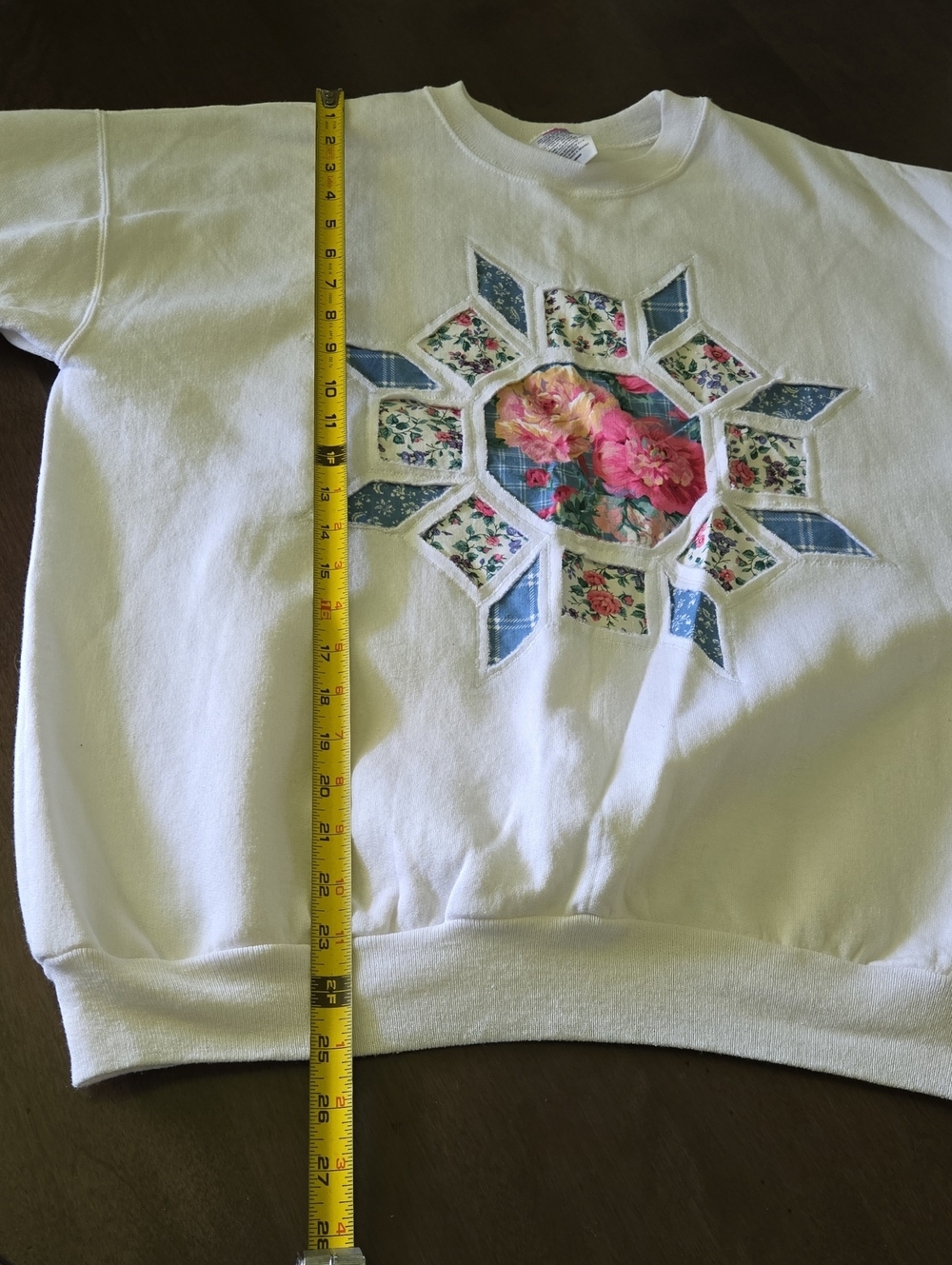 Vintage 90s Hanes Her Way White Cotton Blend Sweatshirt Quilt Pattern Size Large - Picture 5 of 10